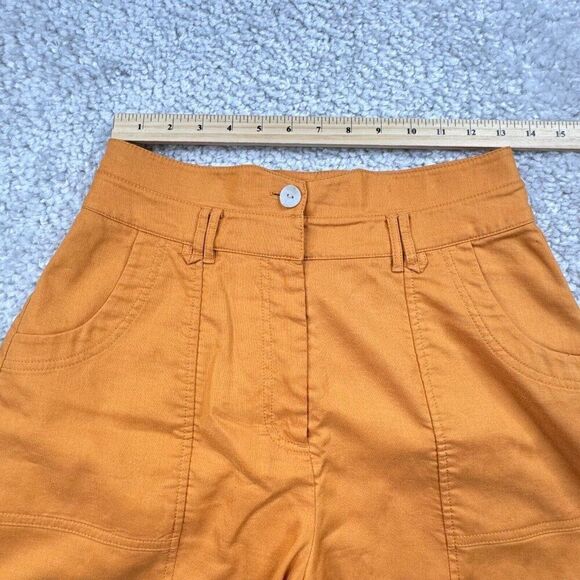 Jonathan Simkhai Winn High Waisted Linen Blend Shorts Mandarin Orange - Picture 11 of 11